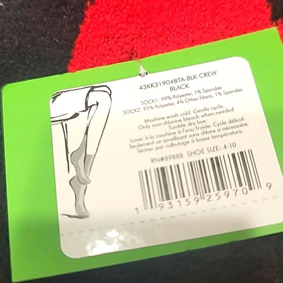 Kate Spade Valentine's Day 2-PK Plush Heart Logo/Solid Crew Sock - Picture 7 of 8